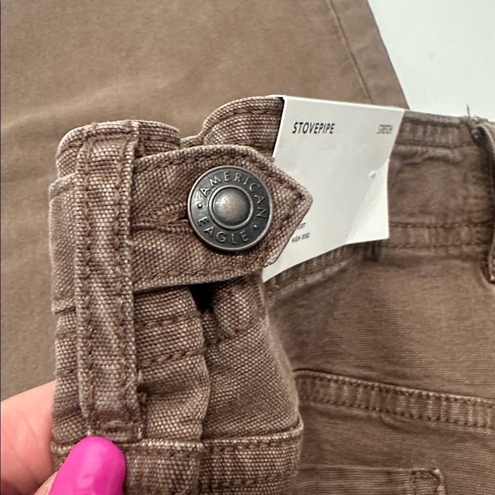 American Eagle Brown Stovepipe Utility Wide Leg Pants Size 4 Short NWT - Picture 5 of 9